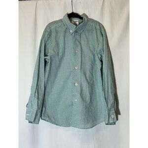 IZOD Boys 7 Blue Green‎ Plaid Long Sleeve Button Down Shirt T29